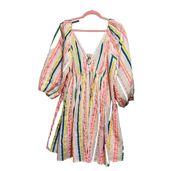 Gold & Silver Womens Jurkje Shany Dress One Size Multicolor Striped 3/4 Sleeve - Picture 2 of 10
